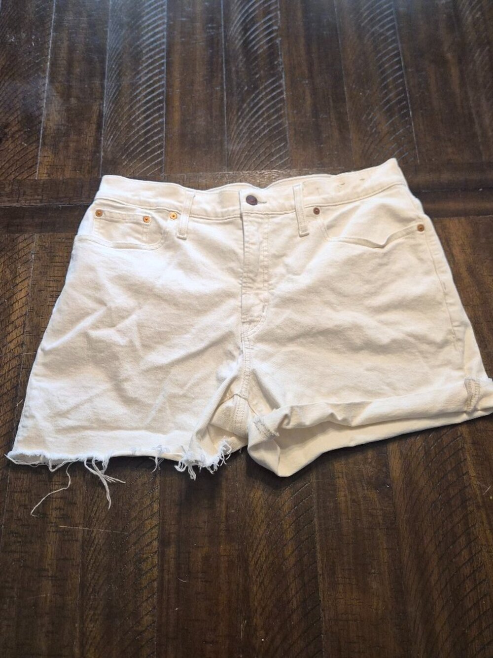 Madewell The Curvy Perfect Mid Length Jean Shorts Women’s Size 31 White G357